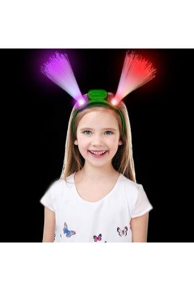  193 Yeşil Renk Taçlı Fiber Optik Rengarenk Işıklı Parti Tacı