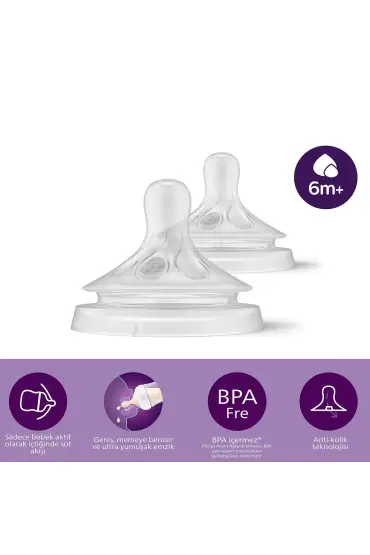  193  Avent Doğal Tepkili Natural Response 2li Biberon Emziği 6No 6+ Ay