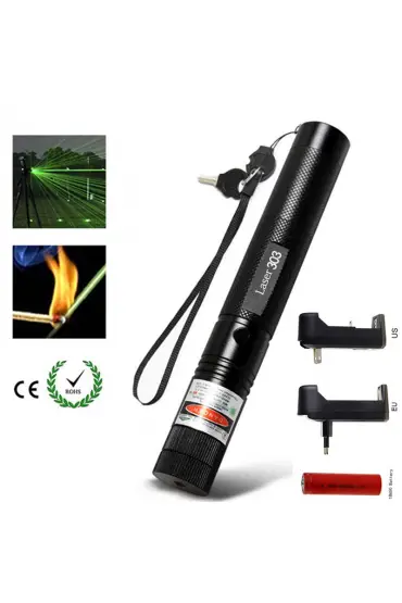  192 Yeşil Şarjlı Lazer Pointer 5000mw + Şarjlı Pil (4172)