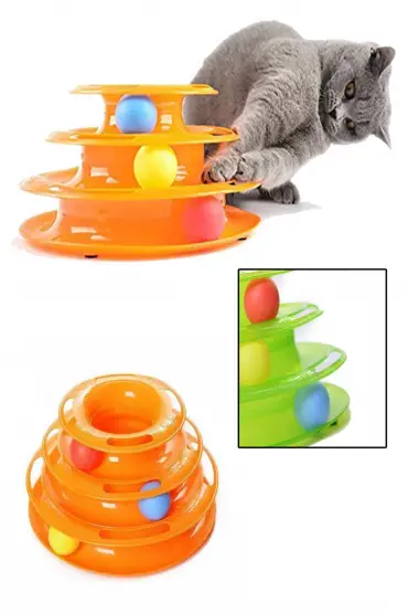  192 Tower Of Tracks Eğleneli Üç Katlı Kedi Oyuncağı Seti Oyuncağı (4172)
