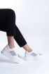  948  Bağcıklı Ortopedik Taban Simli Kadın Sneaker Ayakkabı BT Beyaz