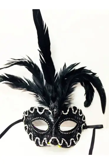 Siyah Renk Halka İşlemeli Venedik Parti Maskesi