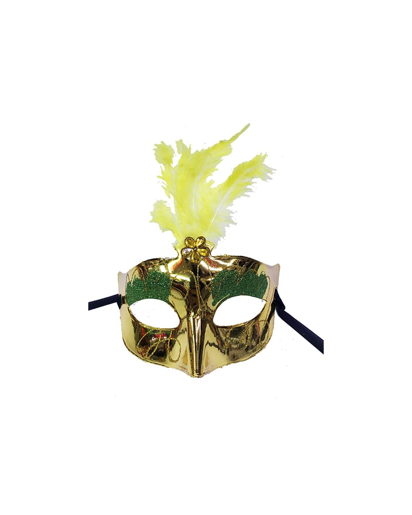 Altın Renk Tüylü Yılbaşı Parti Maskesi