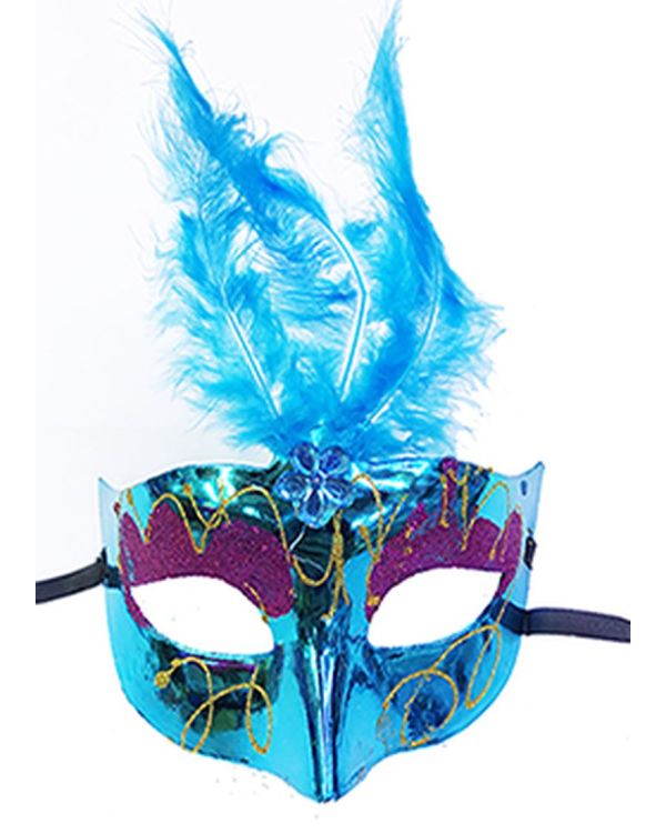 Mavi Renk Tüylü Yılbaşı Parti Maskesi