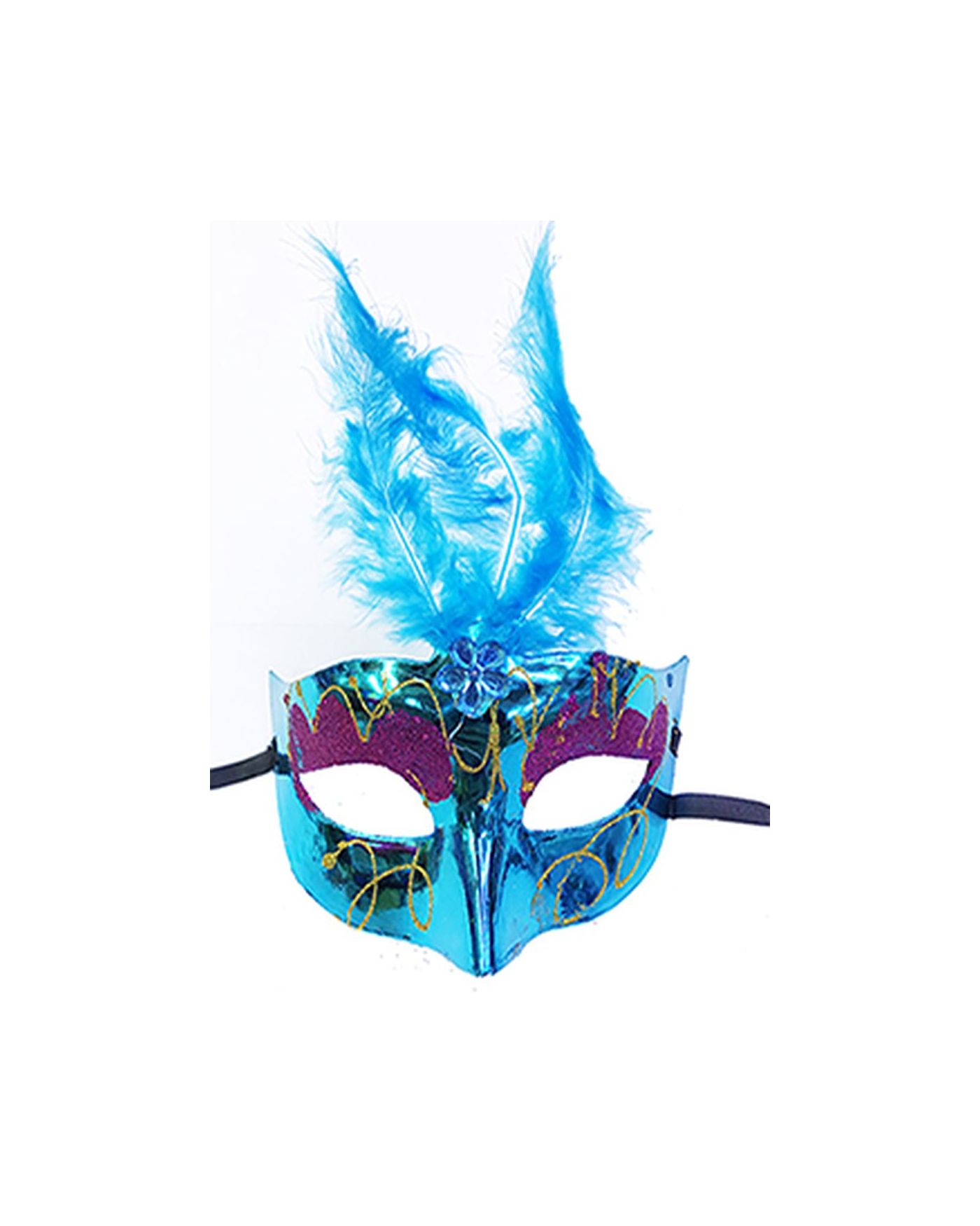 Mavi Renk Tüylü Yılbaşı Parti Maskesi