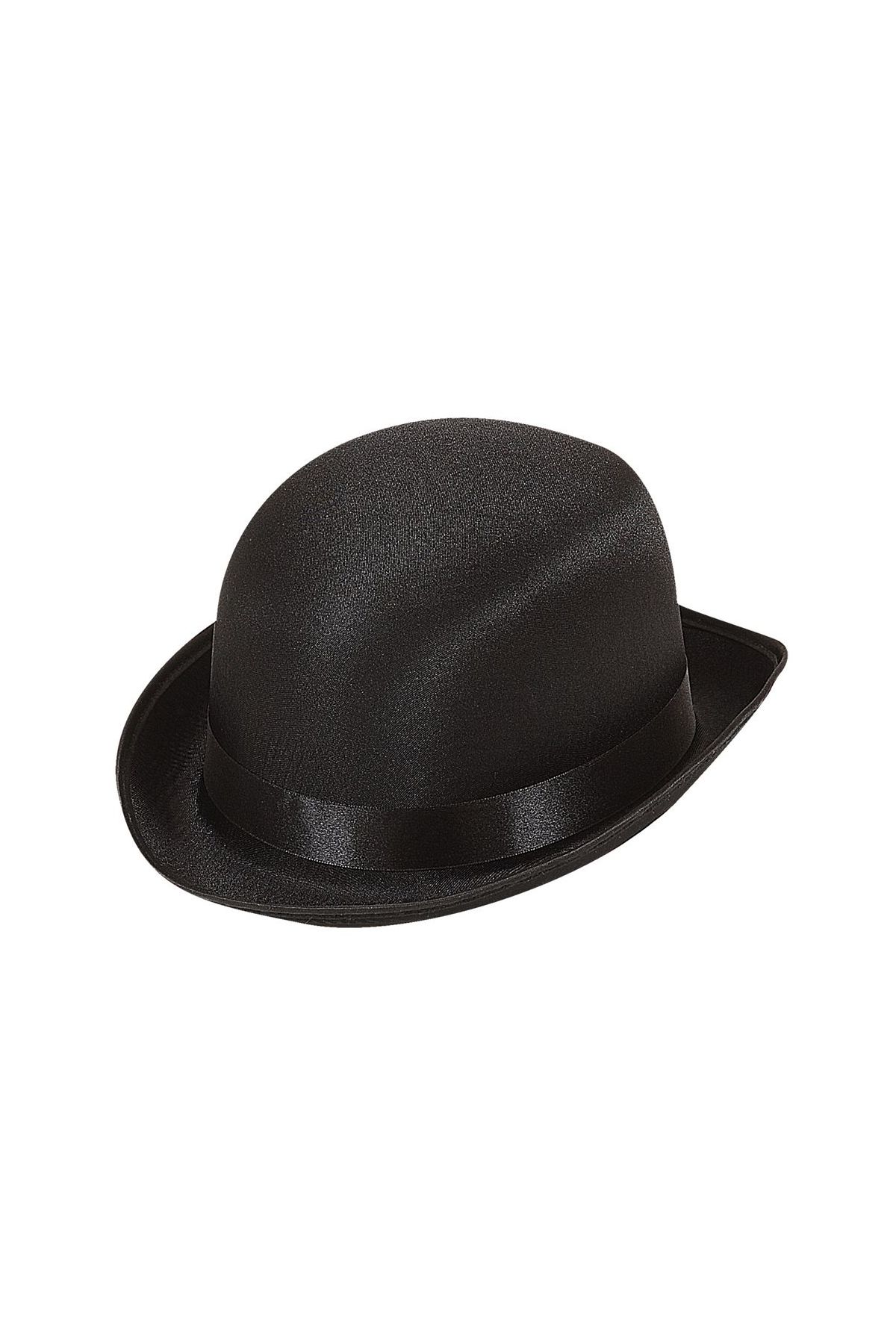 Siyah Renk Saten Kaplama Charlie Chaplin Melon Şapka