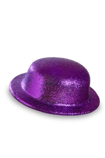 Mor Renk Yuvarlak Simli Plastik Parti Şapkası