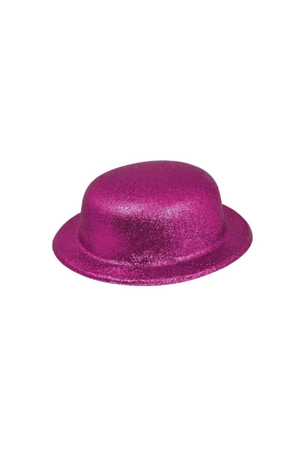 Pembe Renk Yuvarlak Simli Plastik Parti Şapkası