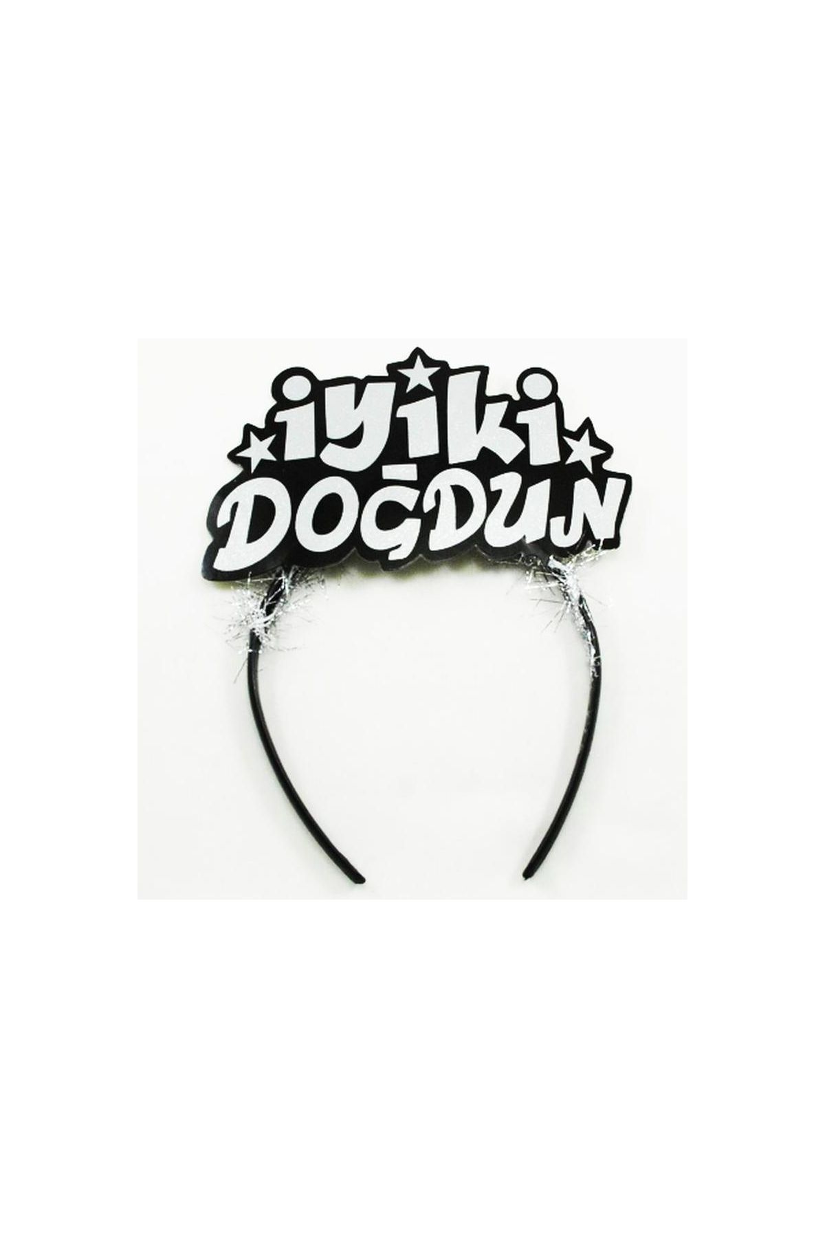 Gümüş Renk İyiki Doğdun Yazılı Sim Süslü Parti Tacı