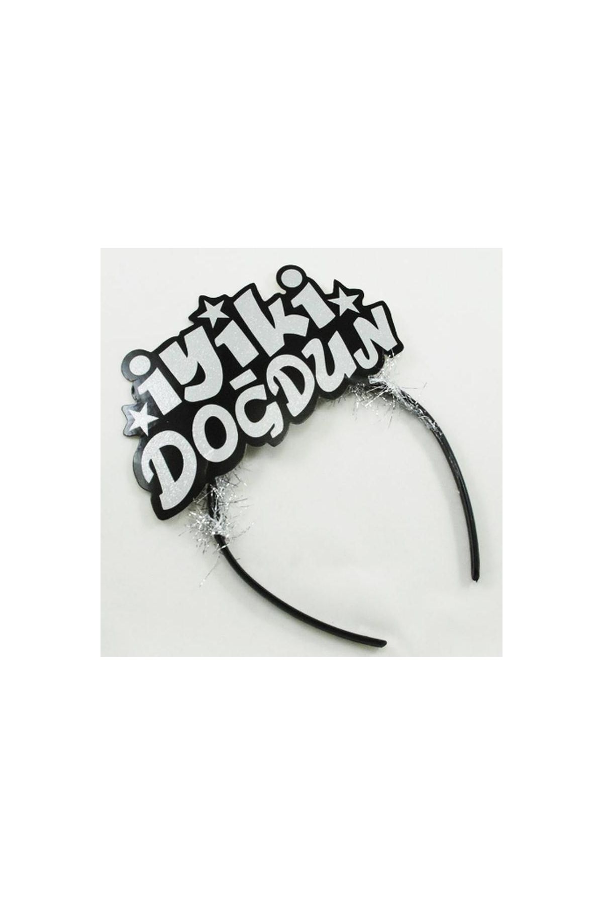 Gümüş Renk İyiki Doğdun Yazılı Sim Süslü Parti Tacı