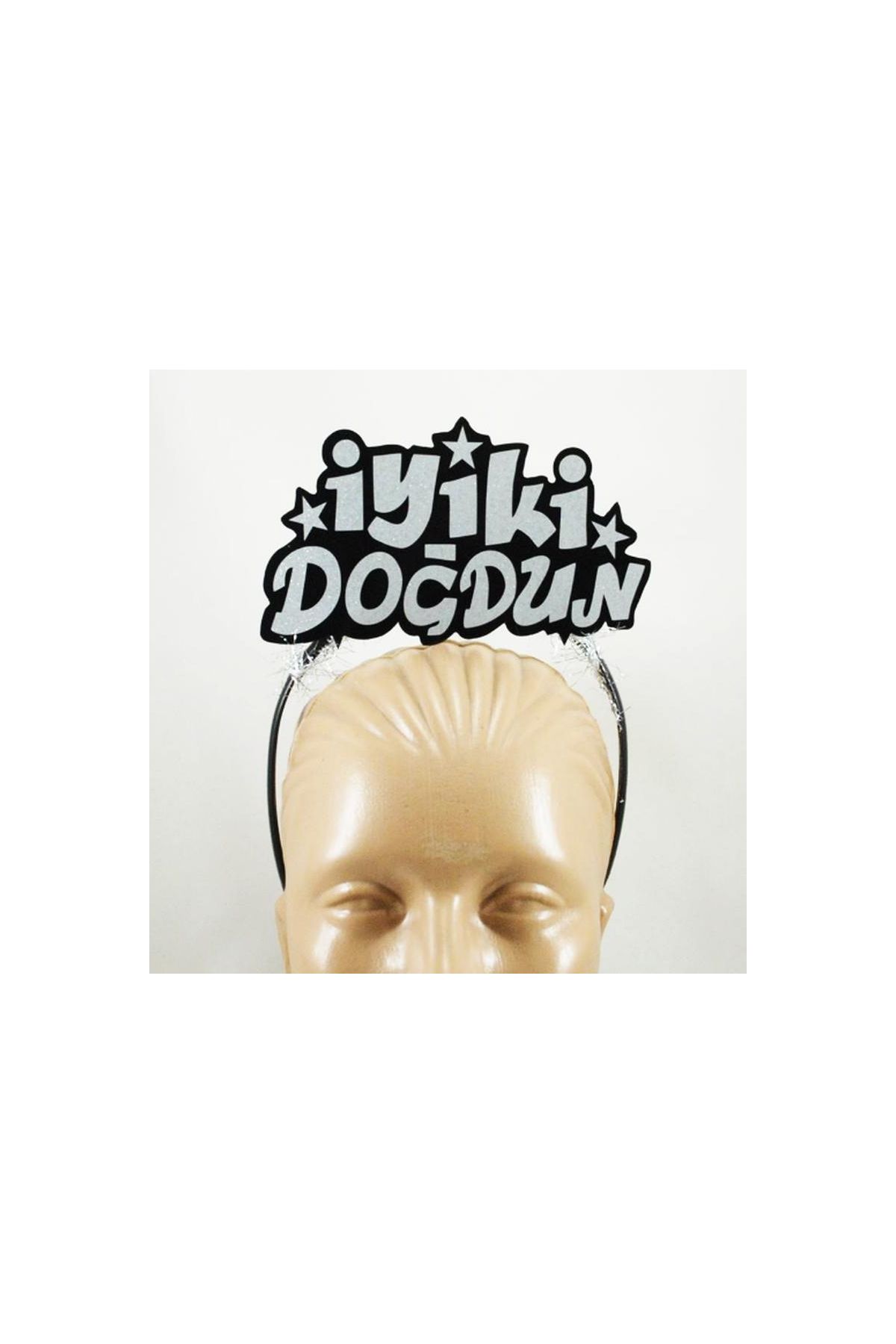 Gümüş Renk İyiki Doğdun Yazılı Sim Süslü Parti Tacı