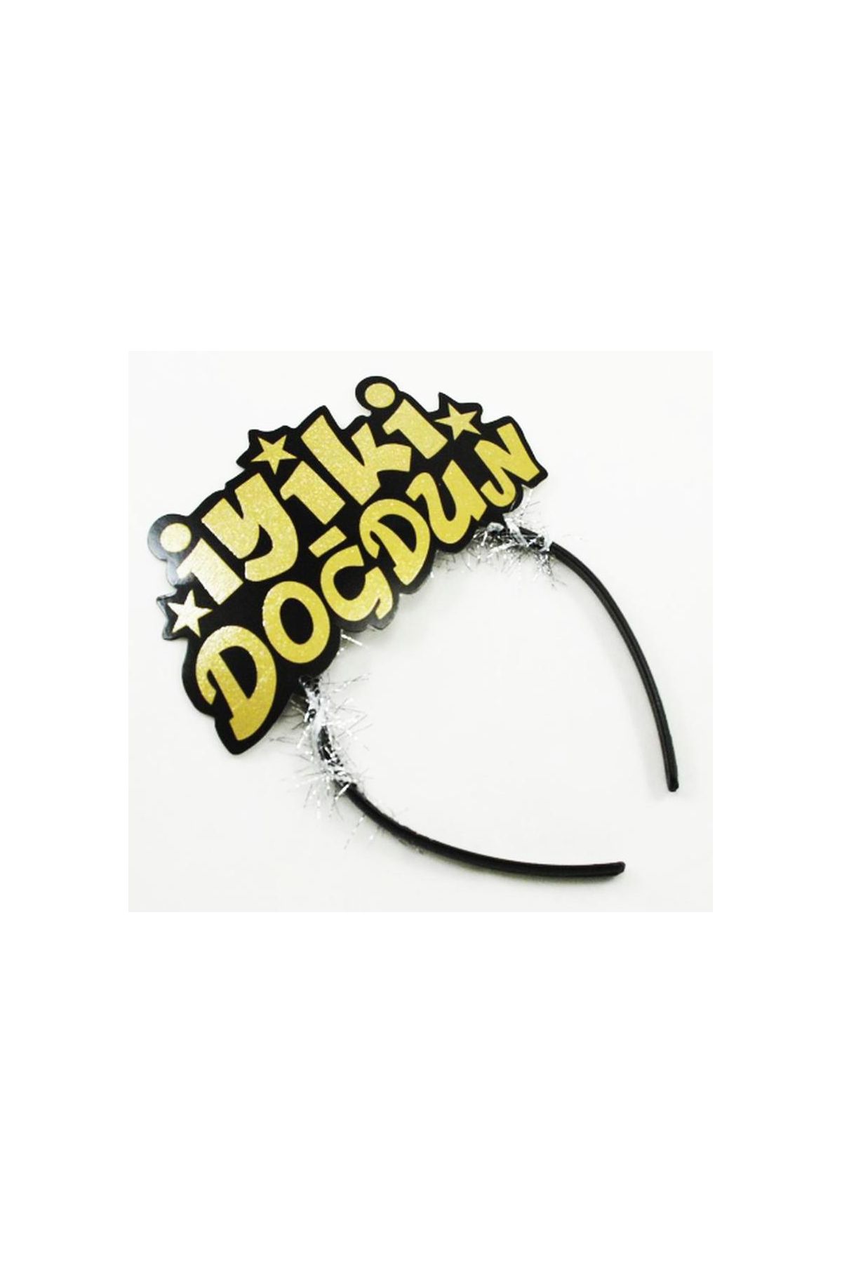 Altın Renk İyiki Doğdun Yazılı Sim Süslü Parti Tacı