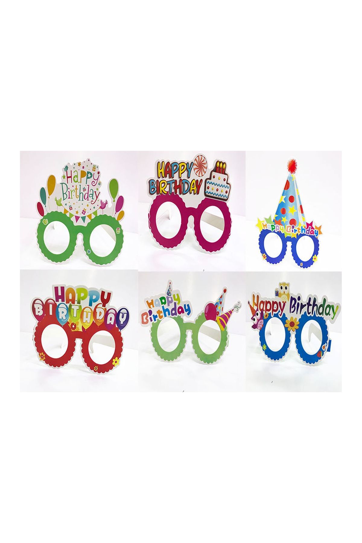 Happy Birthday Doğum Günü Karton Gözlük 6 Adet