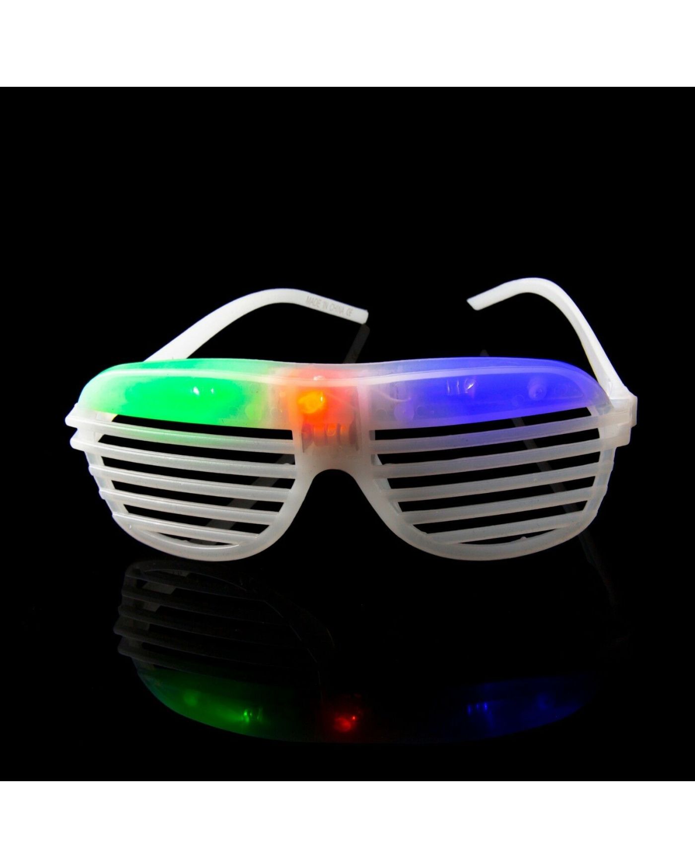 Led Işıklı Pilli Panjur Şekilli Rengarenk Yanıp Sönen Lüks Parti Gözlüğü Beyaz Renk