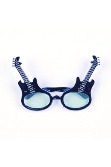 Rockn Roll Retro Gitar Şekilli Parti Gözlüğü Mavi Renk