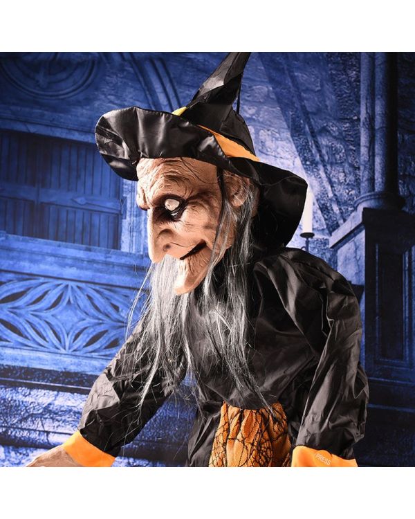 Cadılar Bayramı Halloween Sensörlü Işıklı Sesli Cadı 145 cm