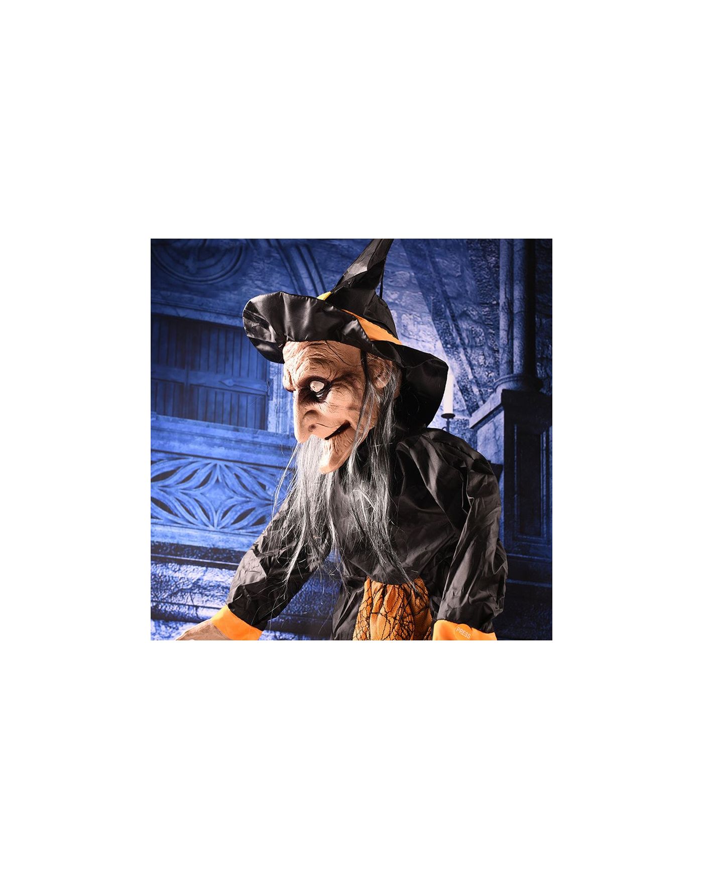 Cadılar Bayramı Halloween Sensörlü Işıklı Sesli Cadı 145 cm