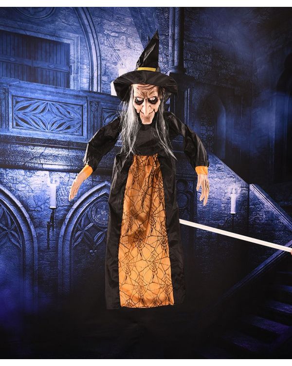 Cadılar Bayramı Halloween Sensörlü Işıklı Sesli Cadı 145 cm