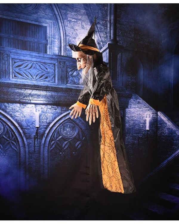 Cadılar Bayramı Halloween Sensörlü Işıklı Sesli Cadı 145 cm