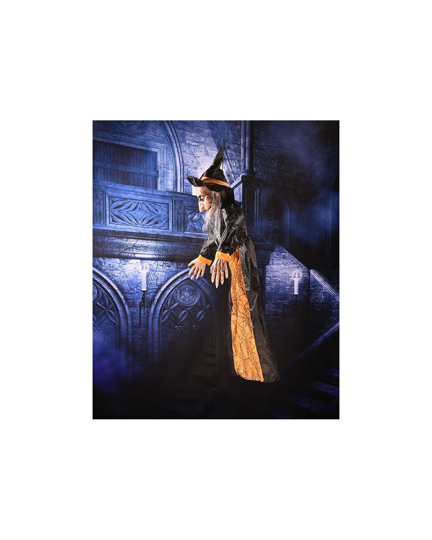 Cadılar Bayramı Halloween Sensörlü Işıklı Sesli Cadı 145 cm