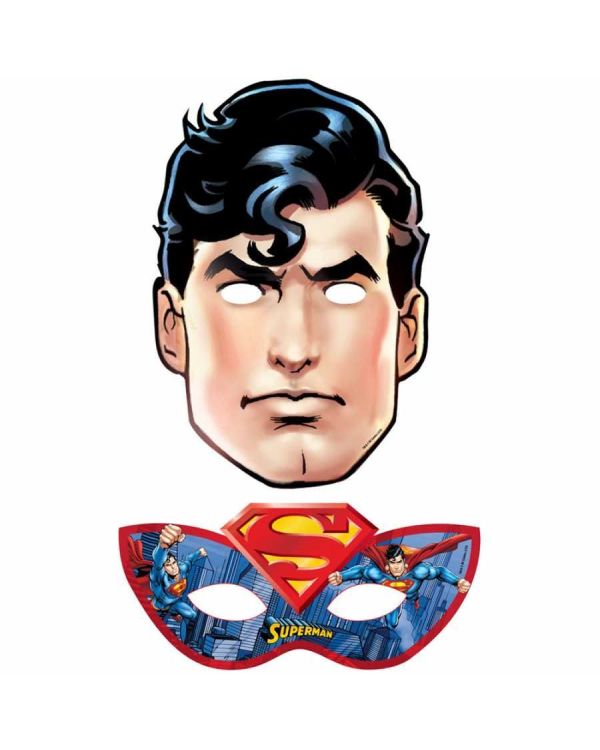 Superman Temalı Karton Maske 6 lı Paket