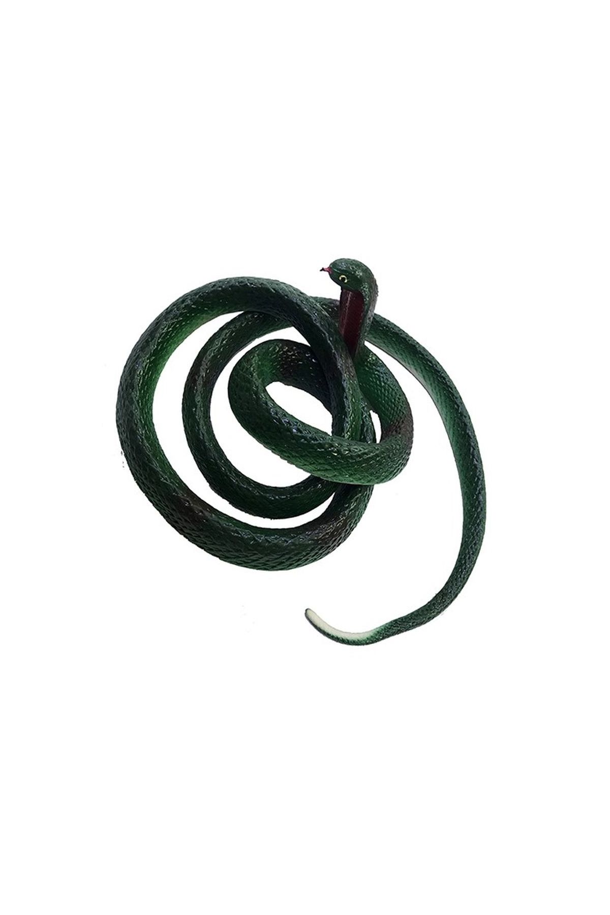 Yeşil Renk Gerçekçi Mega Boy Kobra Model Silikon Yumuşak Yılan 135 cm