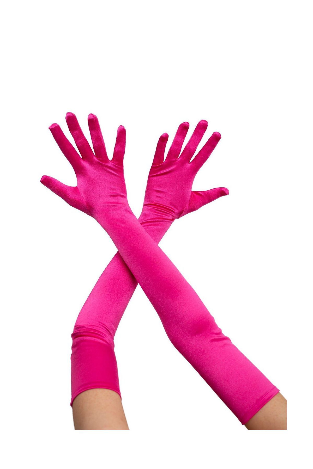 Pembe Renk Ekstra Lüks Parlak Uzun Boy Saten Eldiven-530