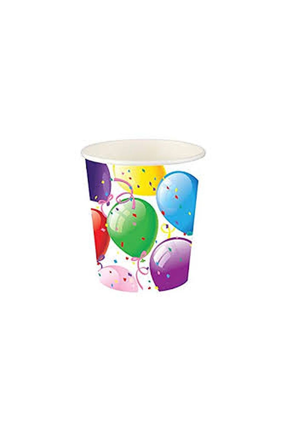 Rengarenk Balonlu Karton Bardak 200cc-8oz 8li