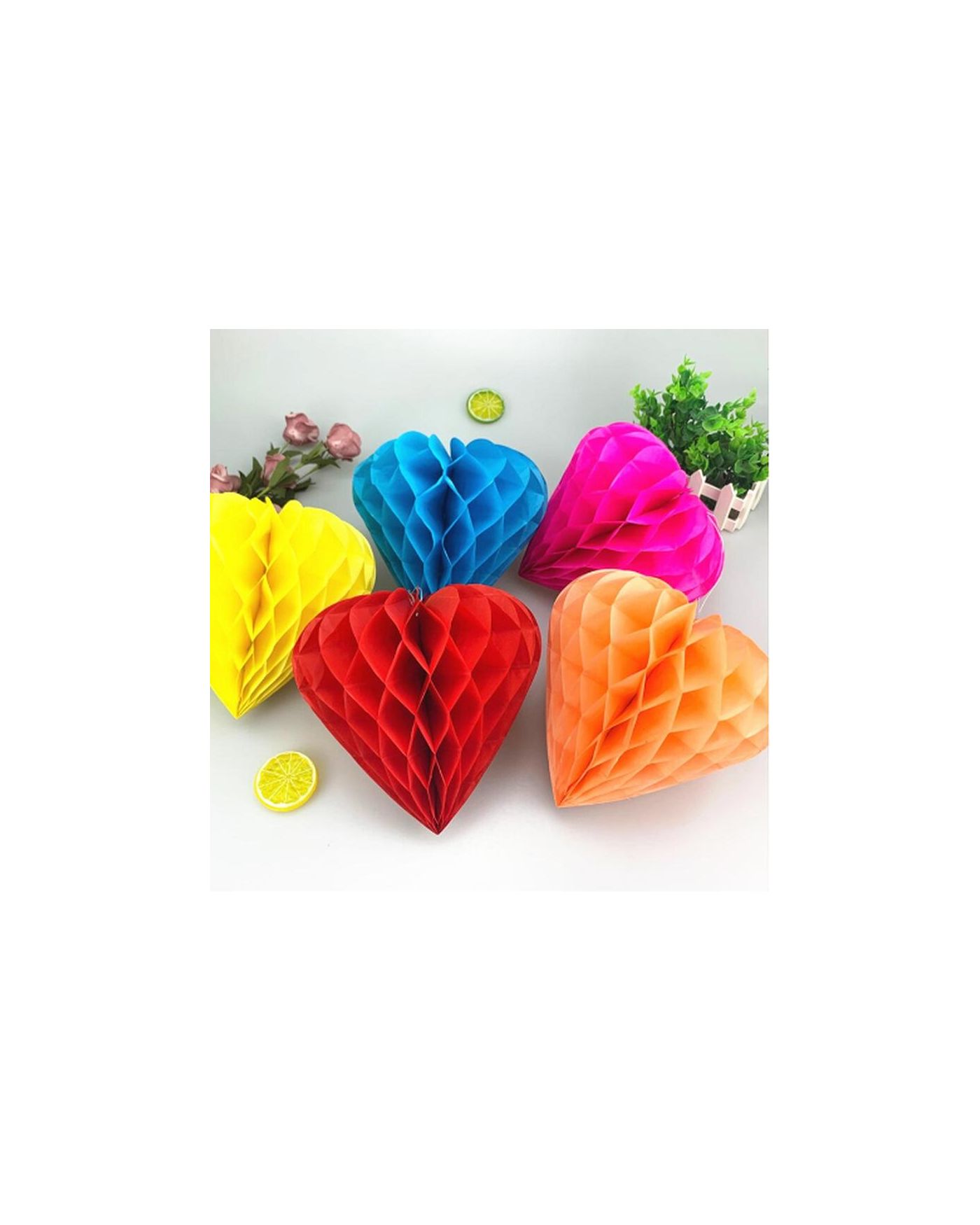 Kalp Şekilli Kağıt Fener 25 cm 4 Adet