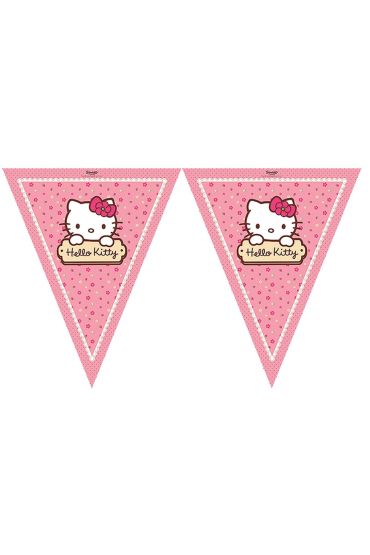 Hello Kitty Temalı Üçgen Bayrak Flama Süsleme 3.2 Metre