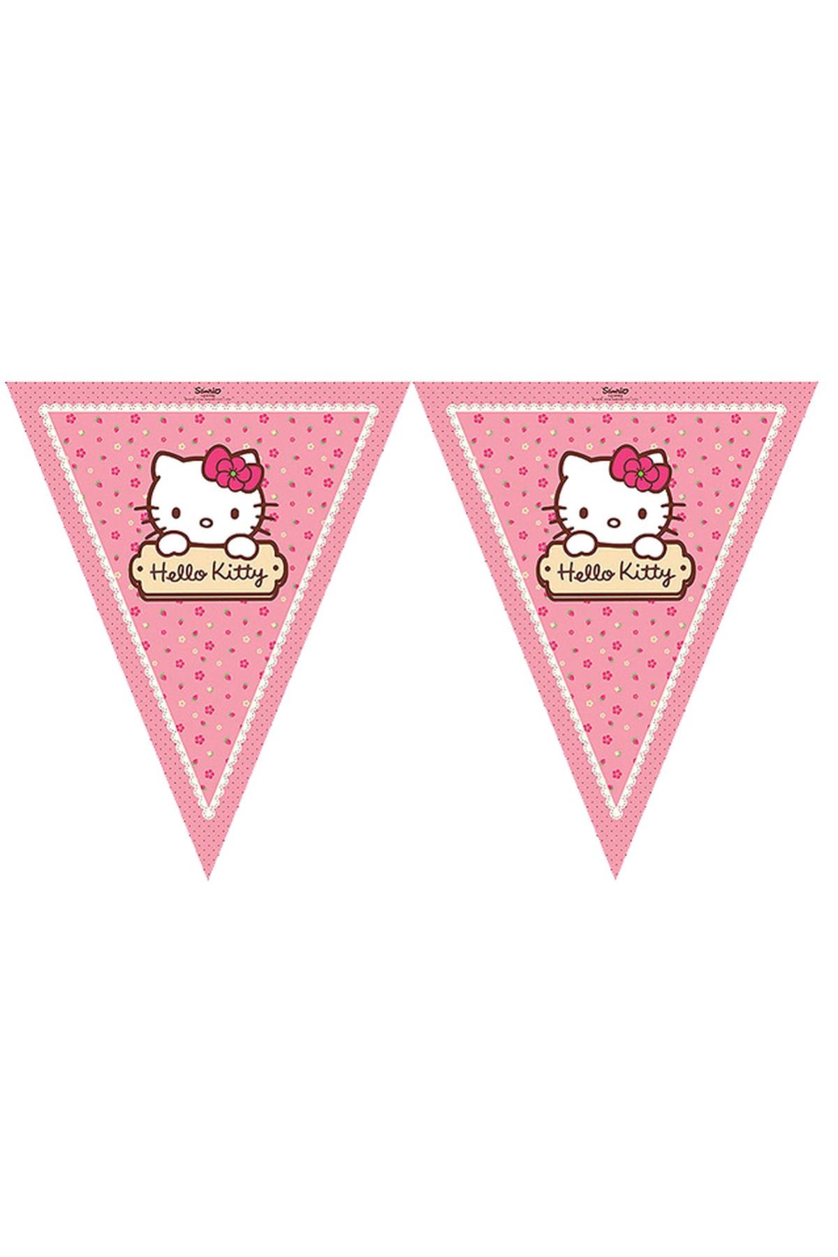 Hello Kitty Temalı Üçgen Bayrak Flama Süsleme 3.2 Metre