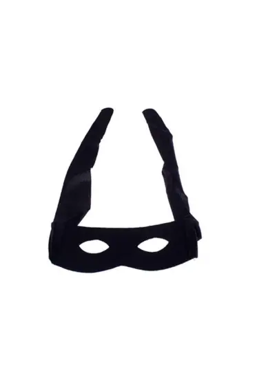İp Bağlama Aparatlı Zorro Maskesi Hırsız Maskesi Siyah Renk