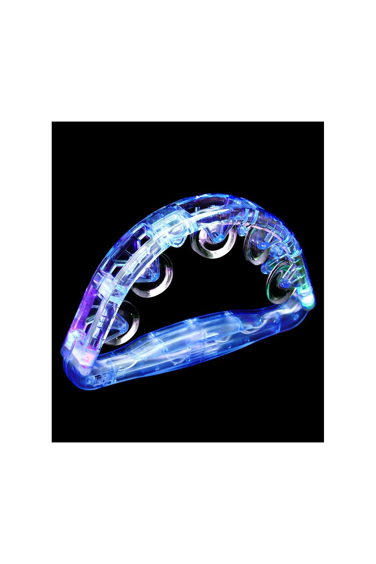 Led Işıklı Pilli Rengarenk Yanıp Sönen Lüks Eğlence Tefi Mavi Renk