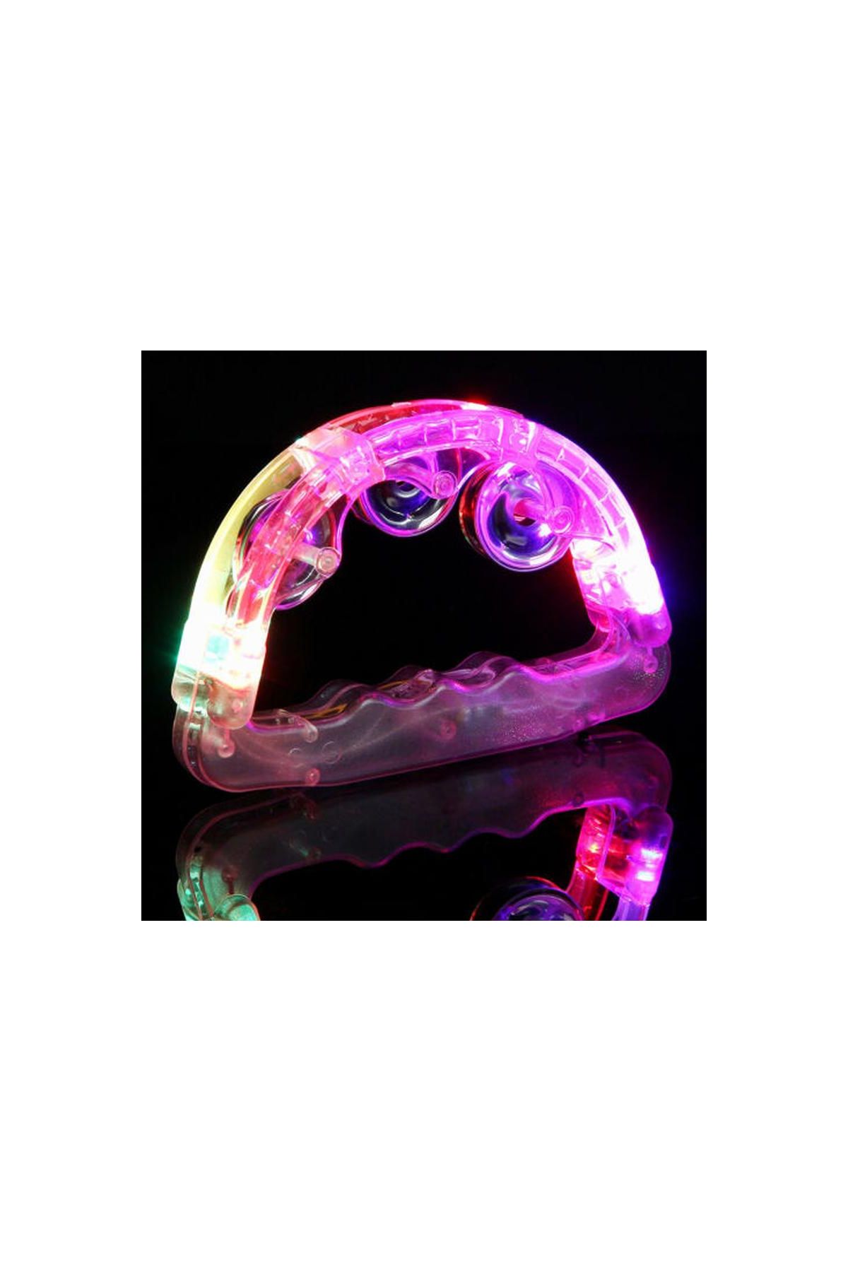 Led Işıklı Pilli Rengarenk Yanıp Sönen Lüks Eğlence Tefi Pembe Renk