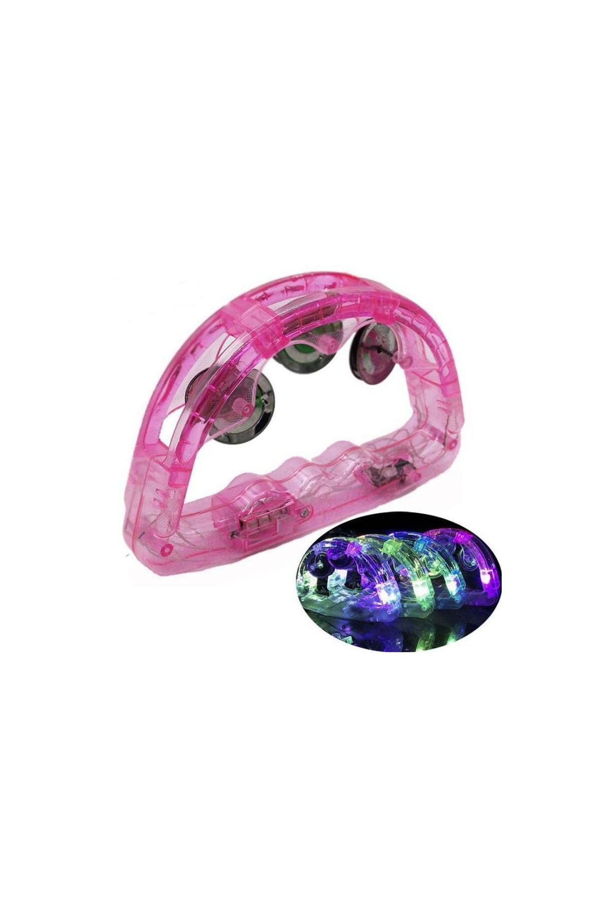 Led Işıklı Pilli Rengarenk Yanıp Sönen Lüks Eğlence Tefi Pembe Renk