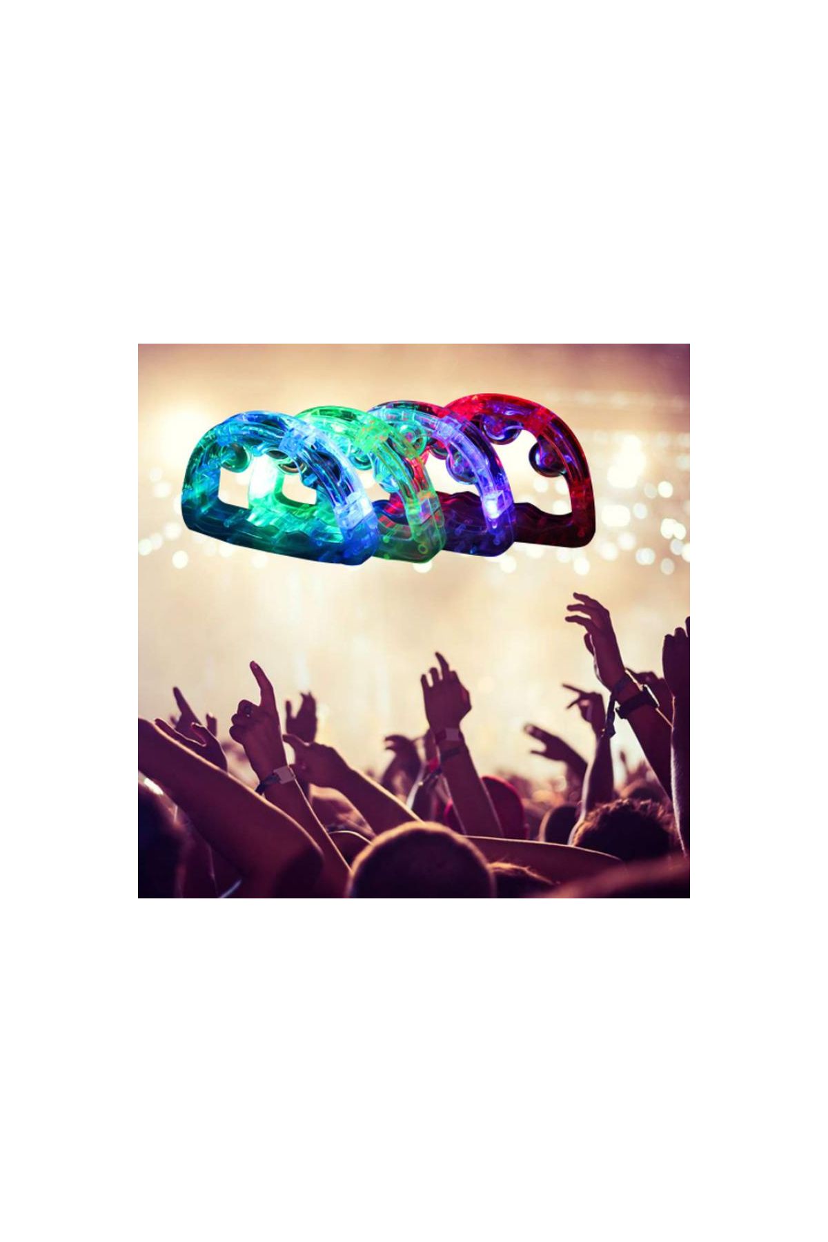 Led Işıklı Pilli Rengarenk Yanıp Sönen Lüks Eğlence Tefi Pembe Renk