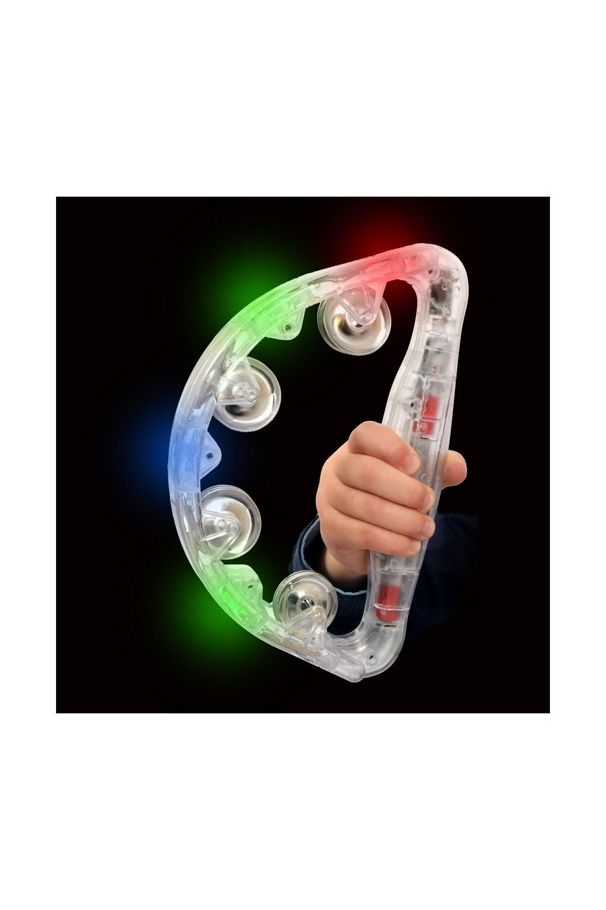 Led Işıklı Pilli Rengarenk Yanıp Sönen Lüks Eğlence Tefi Beyaz Renk