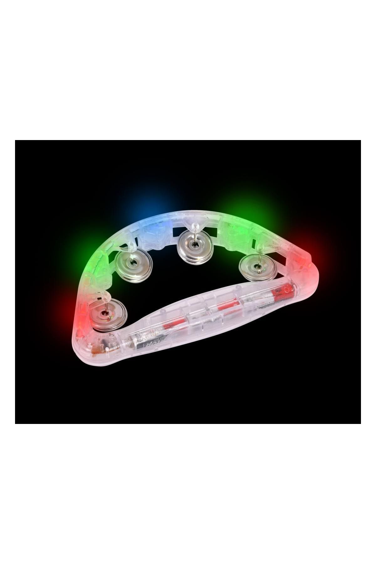 Led Işıklı Pilli Rengarenk Yanıp Sönen Lüks Eğlence Tefi Beyaz Renk