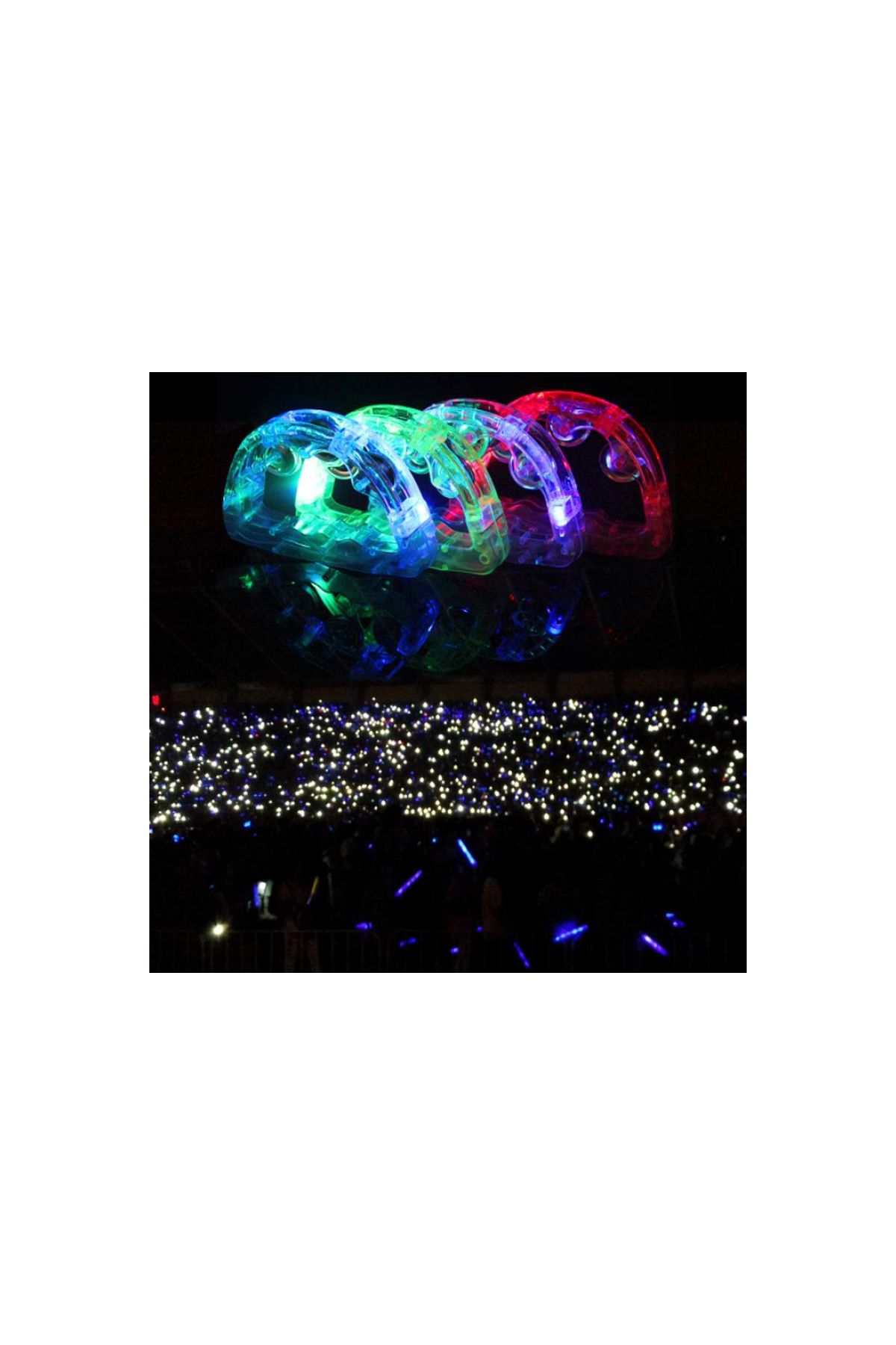 Led Işıklı Pilli Rengarenk Yanıp Sönen Lüks Eğlence Tefi Beyaz Renk