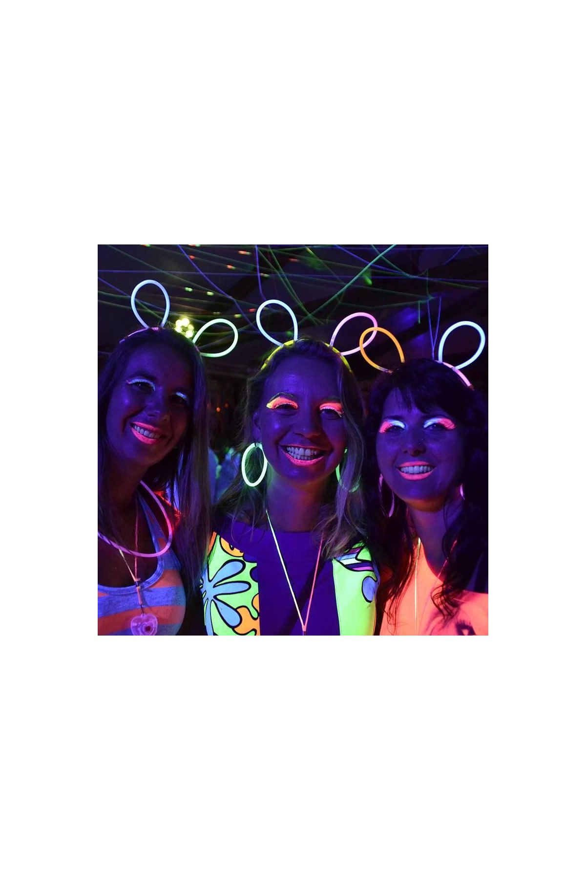 Karanlıkta Parlayan Fosforlu Glow Stick Taç Tavşan Kulağı Tacı Pembe Renk