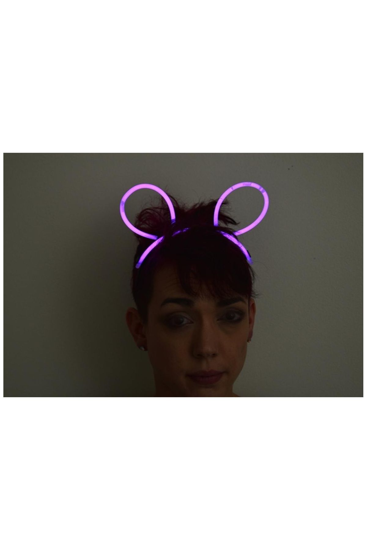 Karanlıkta Parlayan Fosforlu Glow Stick Taç Tavşan Kulağı Tacı Pembe Renk