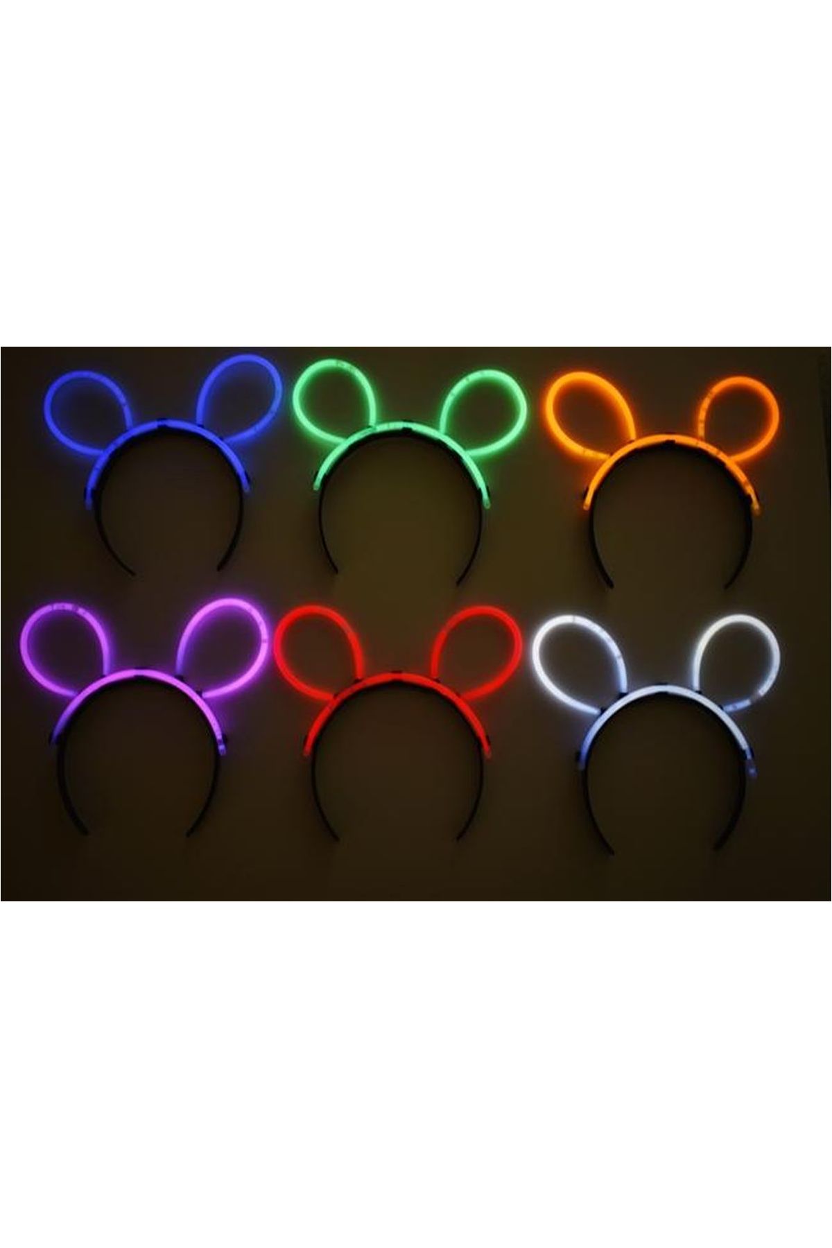 Karanlıkta Parlayan Fosforlu Glow Stick Taç Tavşan Kulağı Tacı Sarı Renk