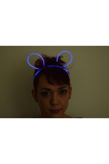 Karanlıkta Parlayan Fosforlu Glow Stick Taç Tavşan Kulağı Tacı Mavi Renk