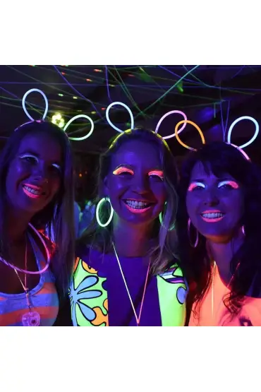 Karanlıkta Parlayan Fosforlu Glow Stick Taç Tavşan Kulağı Tacı Mavi Renk