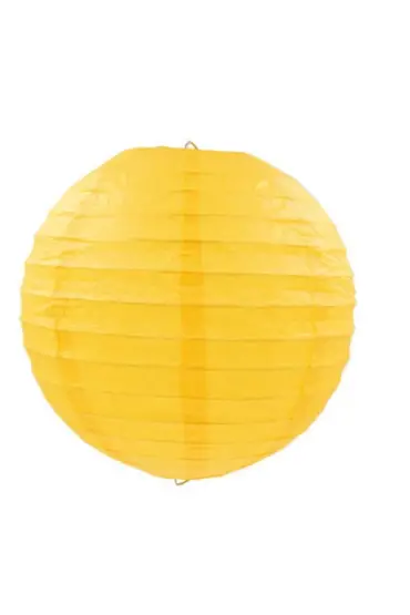 Sarı Renk Kağıt Süs Japon Fener Dekorasyon Asma Süs 30 Cm