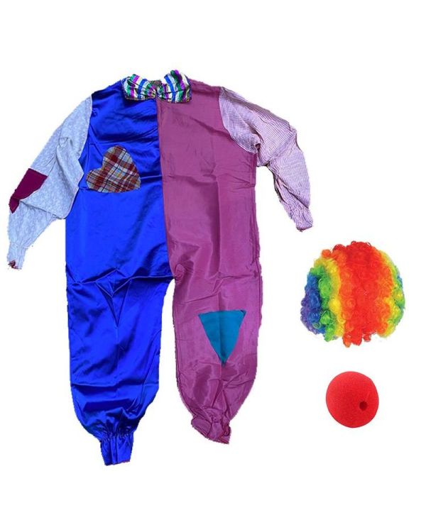 Çocuk Palyaço Kostümü Peruğu ve Burnu 12-13 Yaş Model 5