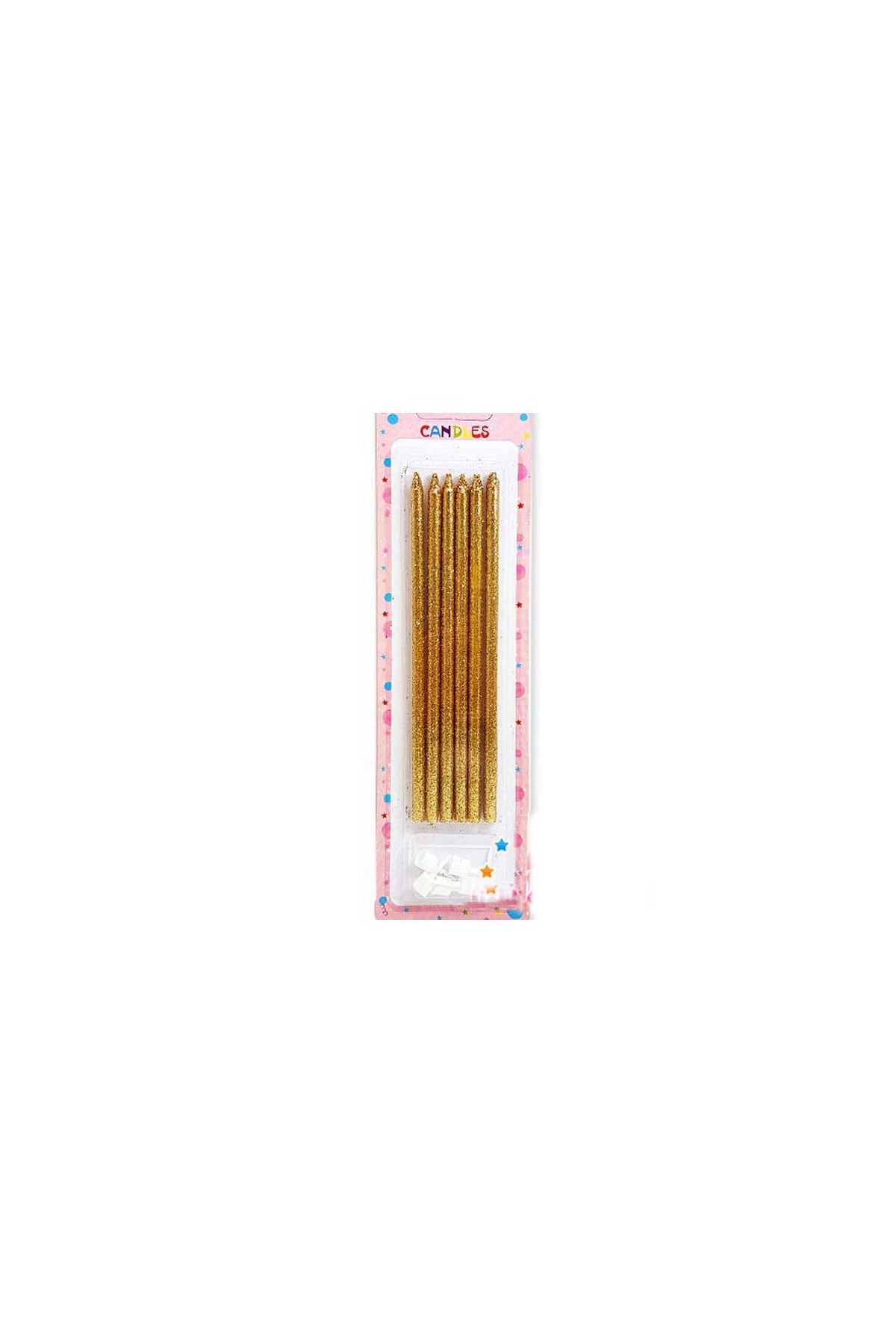 Gold Simli Pasta Mumu 6 Adet 16 cm