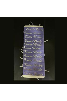 Bride To Be Bileklik - Team Bride Bileklik - Mor Üzeri Metalize Gümüş Yazılı 12 Adet