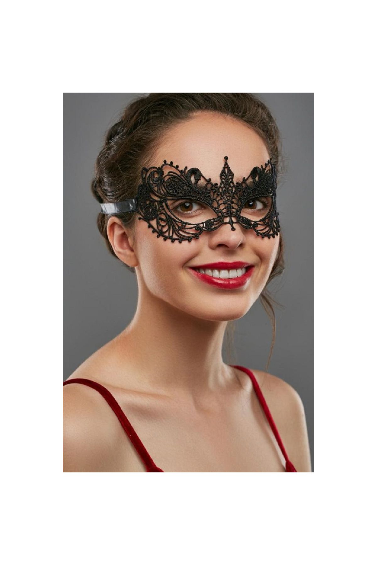 Siyah Renk Ortası Sivri Model Dantel Parti Balo Maskesi Model 3