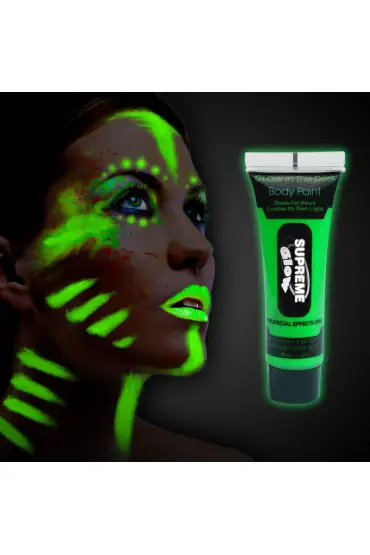 Karanlıkta Parlayan Fosforlu Neonlu Glow Parti Yüz Boyası Vücut Kremi Yeşil Renk